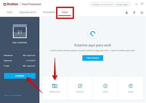 acessar minha conta mcafee.